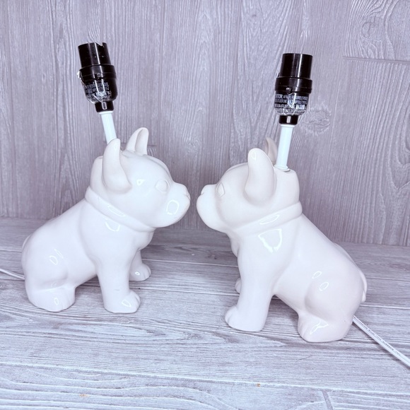 Target French bulldog cermic white lamps 2015/2016 one repairs as shown lights - Picture 6 of 15